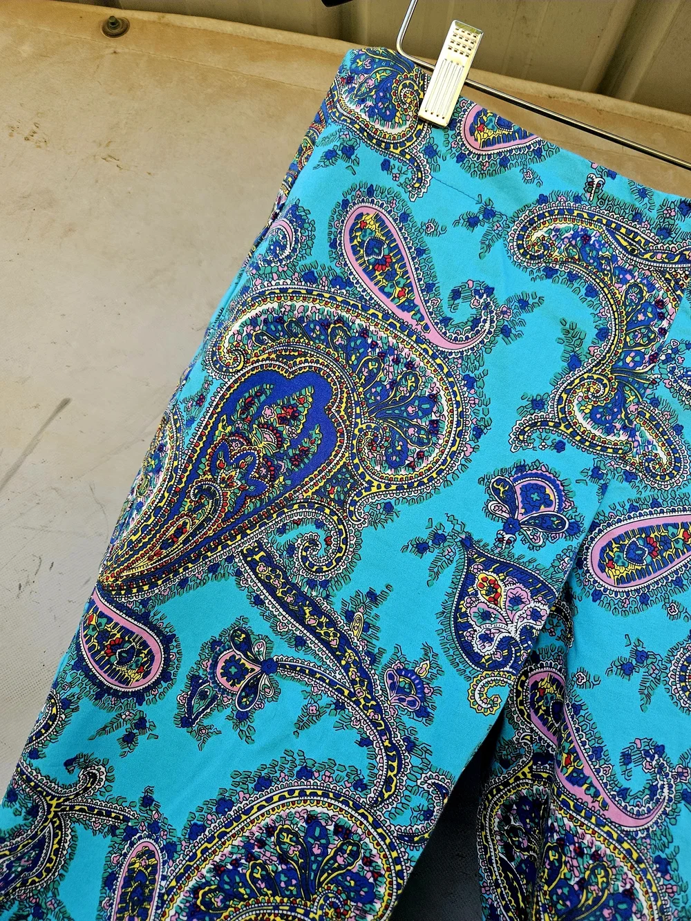 Talbots Turquoise Paisley Stretch Cigarette SKINNY Pants Cotton Sz. 6 - Picture 3 of 7